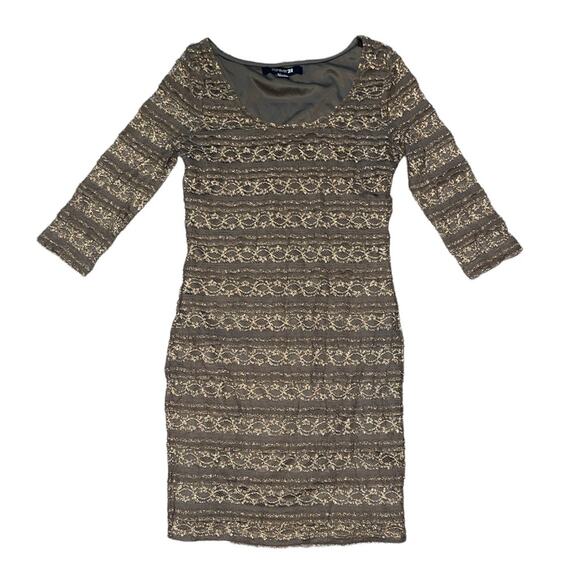 Forever 21 Dresses & Skirts - Forever 21 Brown & Gold Lace Mini Bodycon Dress